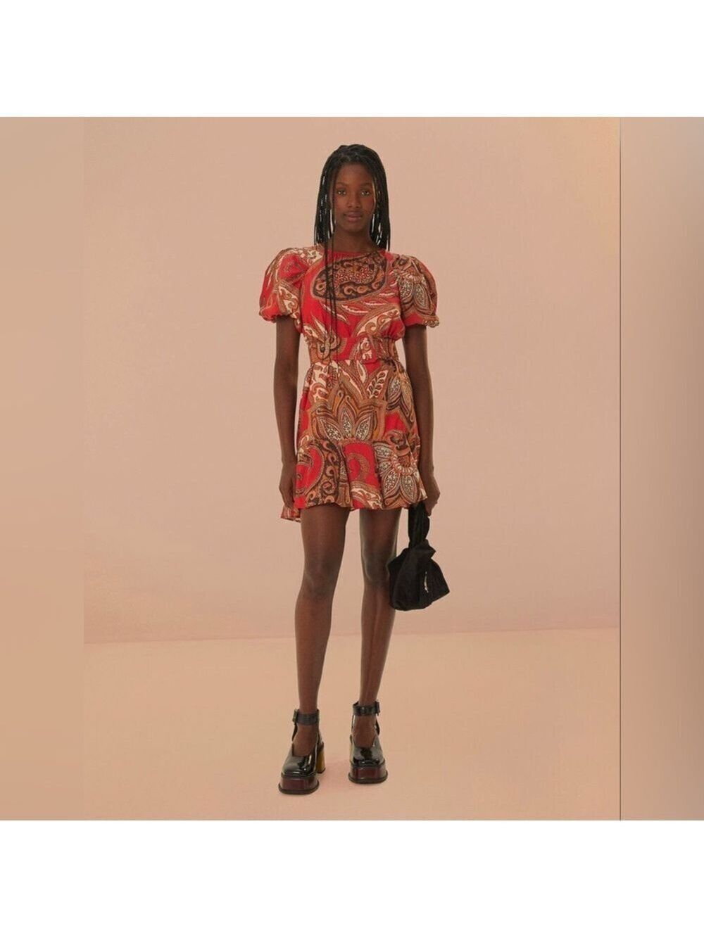 Farm Rio Leopard Paisley Burgundy Mini Dress - Picture 2 of 9